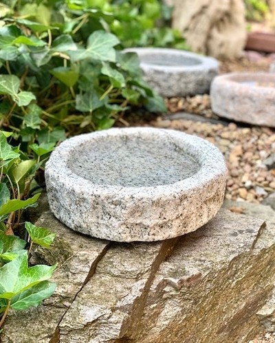Vogeltränke granit grau rund - vogeltränke,