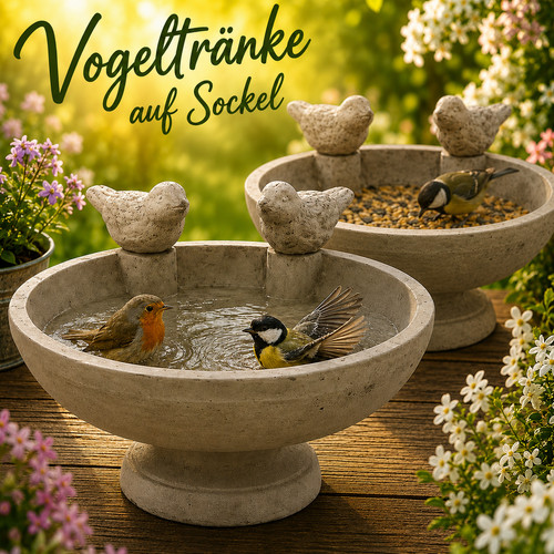 Vogeltränke auf sockel vogel - auf,